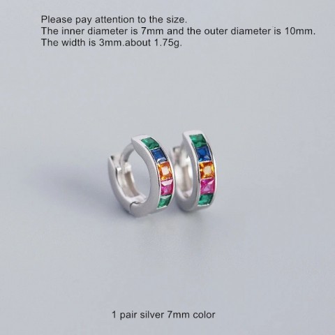 925 Sterling Silver Stud Earrings with Blue Green Zircon for Women and Girls