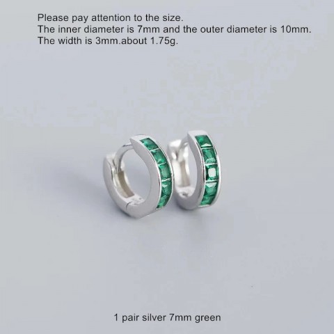 925 Sterling Silver Stud Earrings with Blue Green Zircon for Women and Girls