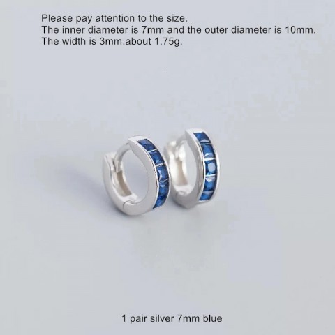 925 Sterling Silver Stud Earrings with Blue Green Zircon for Women and Girls