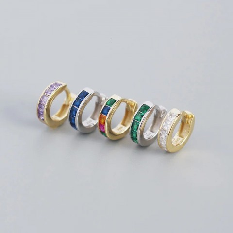 925 Sterling Silver Stud Earrings with Blue Green Zircon for Women and Girls