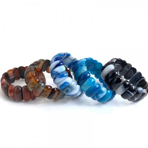 Natural Botswana Agate & Red Blue Sardonyx Gemstone Bracelet for Women | Eye-Catching Jewelry Gift