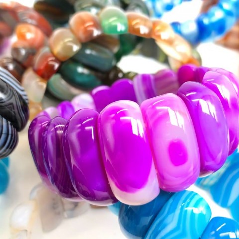 Natural Botswana Agate & Red Blue Sardonyx Gemstone Bracelet for Women | Eye-Catching Jewelry Gift