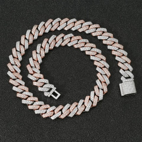 Elegance Stainless Steel Pendant Necklace for Unisex, 5mm Width, VVS1 Moissanite, 50cm Silver Plated Chain