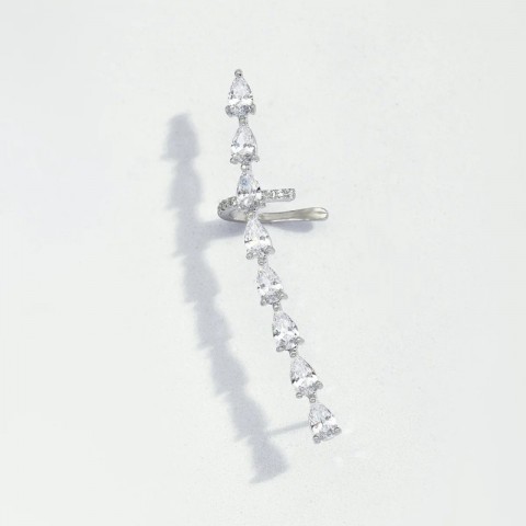 Backs Earrings YCP Fashionable High-grade Clip-on & Screw Back Ear Clip Water Drop Zircon Bone Integrated