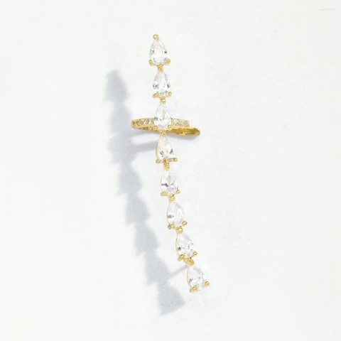Backs Earrings YCP Fashionable High-grade Clip-on & Screw Back Ear Clip Water Drop Zircon Bone Integrated