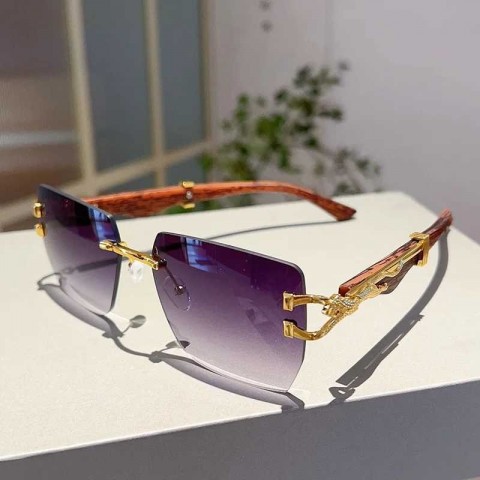 Stepunk Shadow H25423 Men's Trendy Retro Borderless Leopard Head Sunglasses
