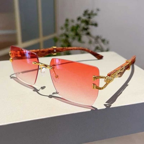 Stepunk Shadow H25423 Men's Trendy Retro Borderless Leopard Head Sunglasses