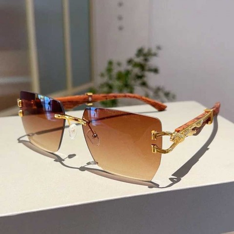 Stepunk Shadow H25423 Men's Trendy Retro Borderless Leopard Head Sunglasses