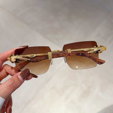 Stepunk Shadow H25423 Men's Trendy Retro Borderless Leopard Head Sunglasses