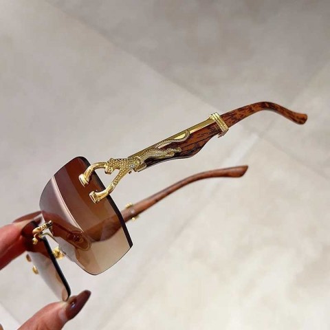 Stepunk Shadow H25423 Men's Trendy Retro Borderless Leopard Head Sunglasses