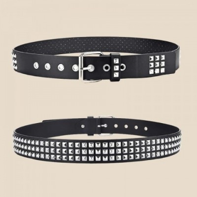 Rivet Metal Pyramid Punk Designer Belt for Men and Women - 2024 New Square Bead 3.3cm Adjustable Leather Belt