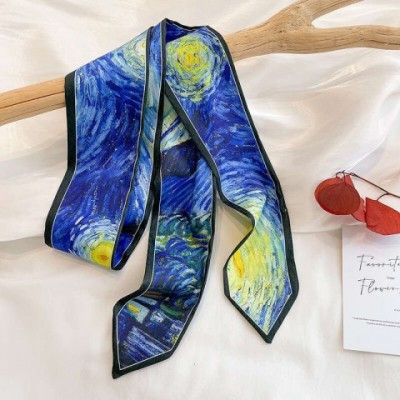 Van Gogh Starry Night Inspired Oil Painting Headband, French Long Poncho Scarf for Men