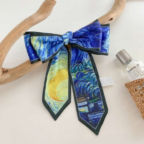 Van Gogh Starry Night Inspired Oil Painting Headband, French Long Poncho Scarf for Men