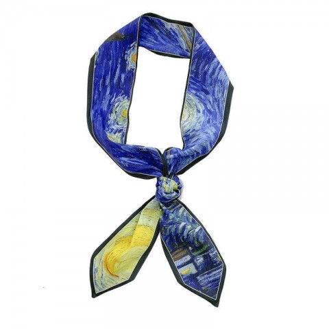 Van Gogh Starry Night Inspired Oil Painting Headband, French Long Poncho Scarf for Men