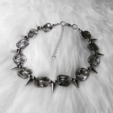 Shixi Women's Gothic Pendant Cross Necklace, Punk Street Rivet Chain, 40cm Rope, Titanium Steel