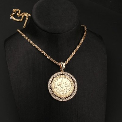 Elegant Gold Plated Turkish Coin Necklace with AAA Crystals for Women