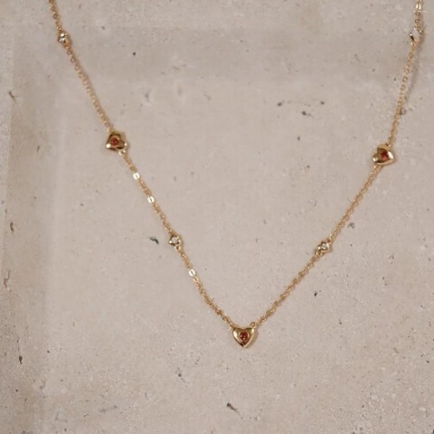 S925 Silver Plated Heart Pendant Necklace - 18K Gold Tone Clavicle Chain for Women