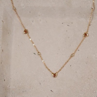 S925 Silver Plated Heart Pendant Necklace - 18K Gold Tone Clavicle Chain for Women