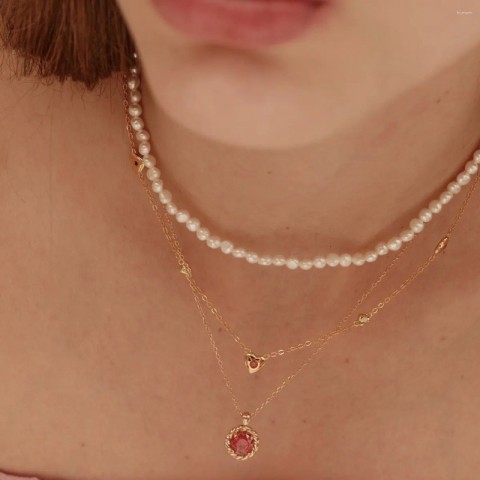 S925 Silver Plated Heart Pendant Necklace - 18K Gold Tone Clavicle Chain for Women