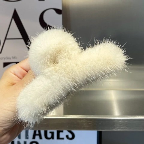 sarsallya Vintage Mink Hair Clips for Women, Casual Decorative Accessories 240119