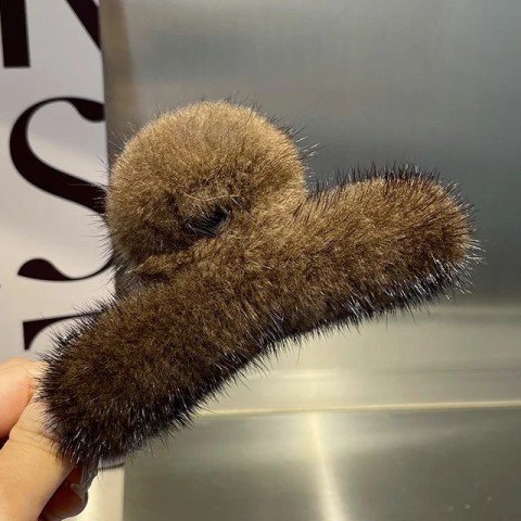 sarsallya Vintage Mink Hair Clips for Women, Casual Decorative Accessories 240119