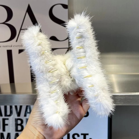 sarsallya Vintage Mink Hair Clips for Women, Casual Decorative Accessories 240119
