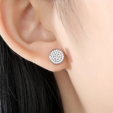 JINSE Men's Trendy Gothic Stud Earrings Green Crystal Iced Out