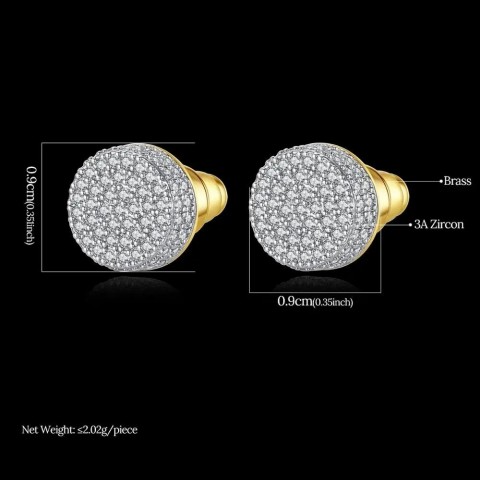 JINSE Men's Trendy Gothic Stud Earrings Green Crystal Iced Out