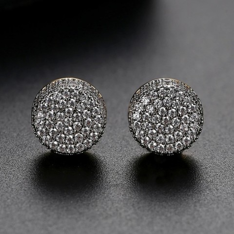 JINSE Men's Trendy Gothic Stud Earrings Green Crystal Iced Out