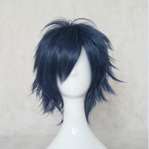 HAIRJOY Men's Blue Cosplay Short Straight Synthetic Wig