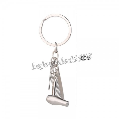 Barber Tools Keychain Gift Set - Metal Scissors Comb Pendants for Men