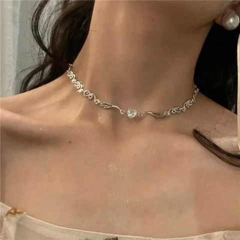 Chic Women's 18k Gold/Silver Metal Conch Pearl Zircon Necklace Choker Jewelry Gift