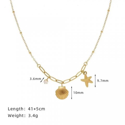 Chic Women's 18k Gold/Silver Metal Conch Pearl Zircon Necklace Choker Jewelry Gift