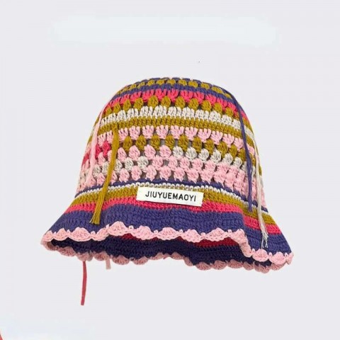 2023 Y2K Fashion Crochet Handmade Bucket Hat for Women