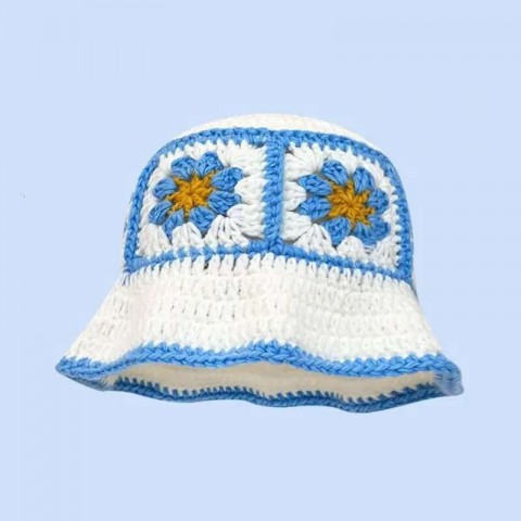 2023 Y2K Fashion Crochet Handmade Bucket Hat for Women
