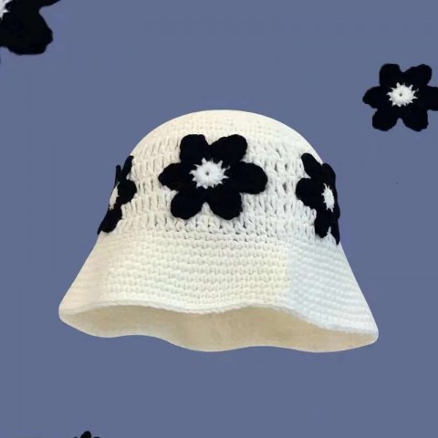2023 Y2K Fashion Crochet Handmade Bucket Hat for Women