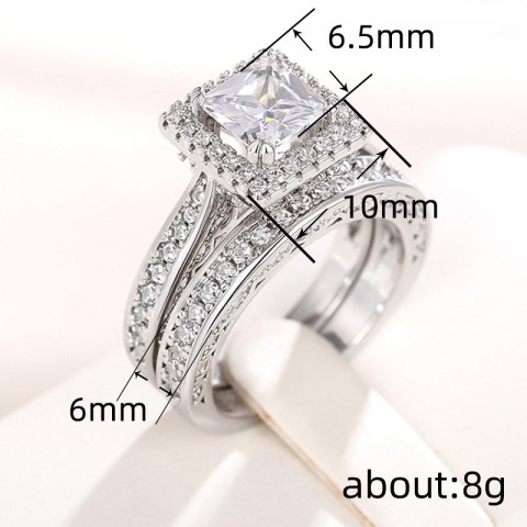 Choucong Vintage Gold Fill Wedding Ring Set with White CZ for Women