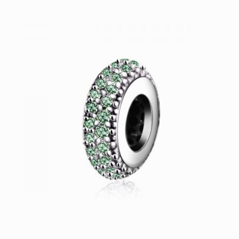 Elegant Women's Sterling Silver Spacer Beads with Cubic Zirconia for DIY Charms Bracelet