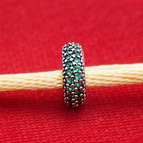 Elegant Women's Sterling Silver Spacer Beads with Cubic Zirconia for DIY Charms Bracelet