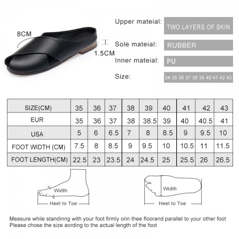Luxury Women's Genuine Leather Slippers: Comfortable Closed-Toe Non-Slip Summer Shoes