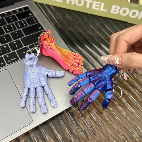 Creative 3D Printed Multi-Joint Movable Hand Foot Keychain for Boys