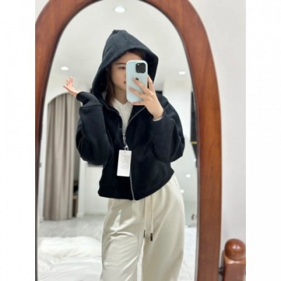 Women's Casual Padded Hoodie with Zipper - Thin Loose Sports Sweater
