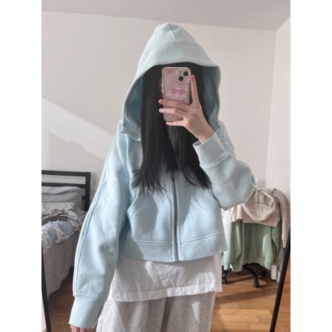 Women's Casual Padded Hoodie with Zipper - Thin Loose Sports Sweater