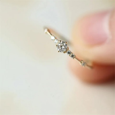 YES 925 Sterling Silver 14K Gold Plated Crystal Wedding Ring for Women - Lightweight & Stylish