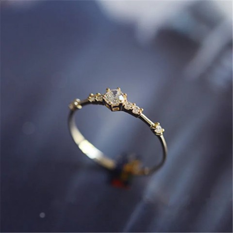 YES 925 Sterling Silver 14K Gold Plated Crystal Wedding Ring for Women - Lightweight & Stylish