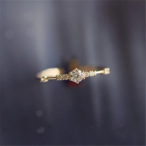 YES 925 Sterling Silver 14K Gold Plated Crystal Wedding Ring for Women - Lightweight & Stylish