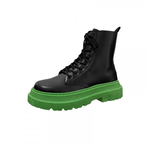 2024 Men's British Style Thick Sole High Top Leather Martin Boots for Winter