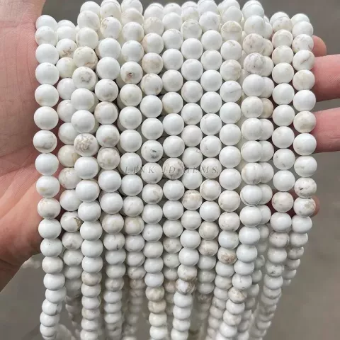 Natural Magnesite Stone Beads - Smooth Round DIY Jewelry Making Components - Ideal for Bracelet and Necklace Crafting