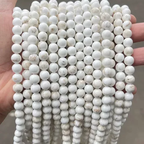 Natural Magnesite Stone Beads - Smooth Round DIY Jewelry Making Components - Ideal for Bracelet and Necklace Crafting