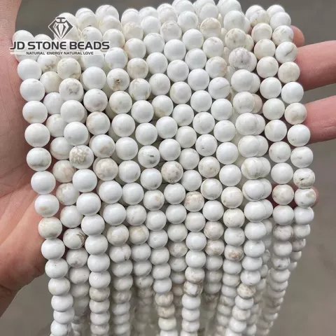 Natural Magnesite Stone Beads - Smooth Round DIY Jewelry Making Components - Ideal for Bracelet and Necklace Crafting